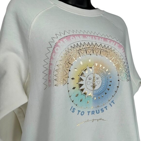 SPIRITUAL GANGSTER Universe Crewneck Sweatshirt Sz S Ivory White Graphic Cotton - Picture 3 of 12